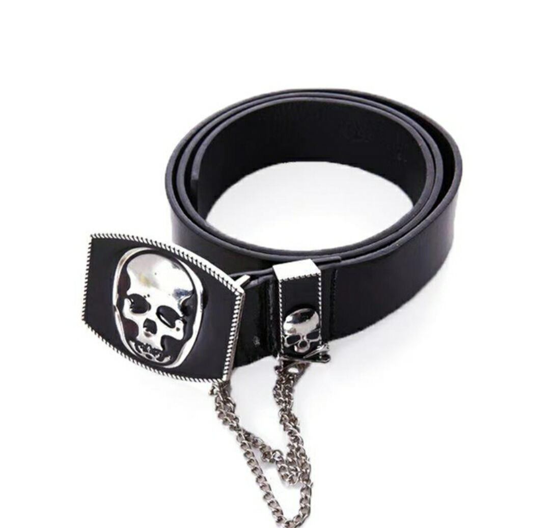 SKULL&CHAIN PU LEATHER BELT / GOTHIC ARMS