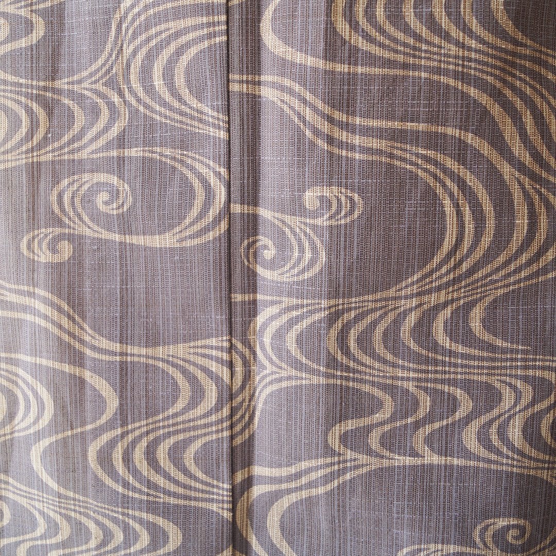 【竺仙・浴衣】竺仙製 煤色×砂色 奥州小紋 観世水