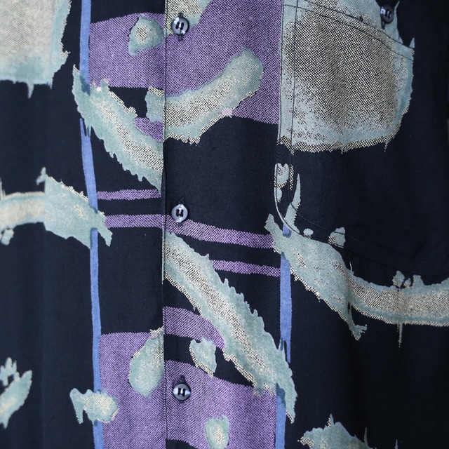 "GOOUCH" dark coloring art pattern loose silhouette rayon shirt