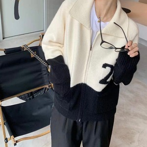 バイカラージップカーディガン A1236