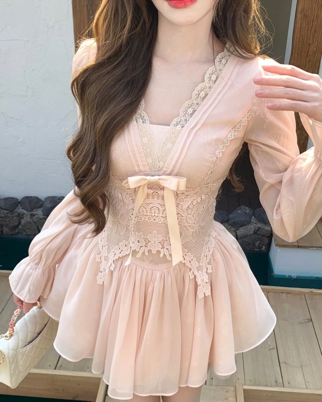 ミューズレースバックリボンワンピース 25W08485