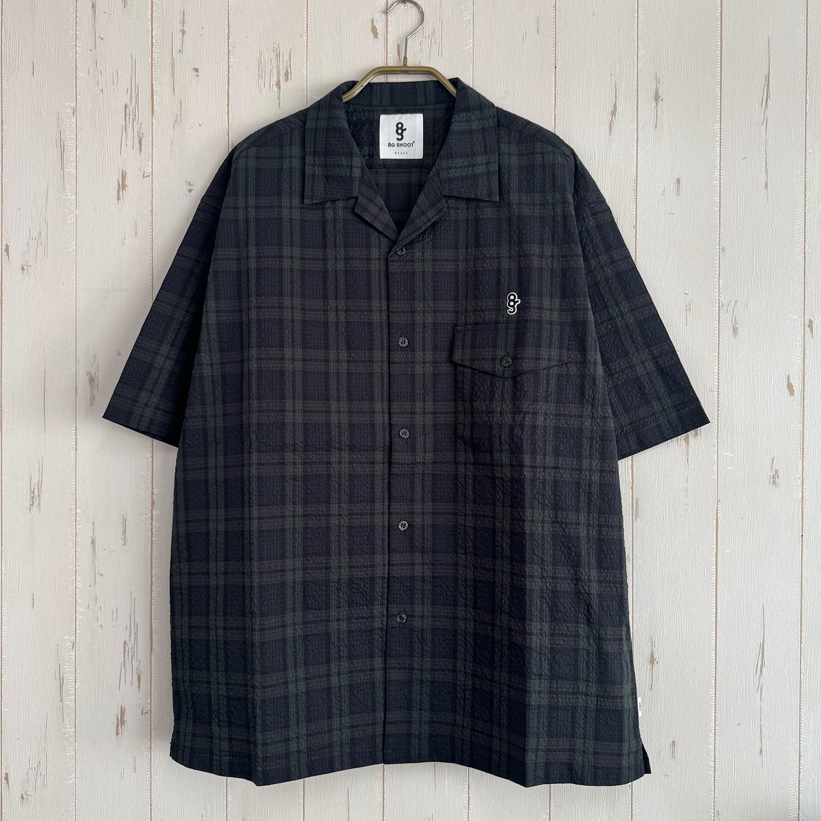 8G DOTAIR®︎ COOLMAX SUCKER OPEN COLLAR SHIRT -BLACK WATCH-