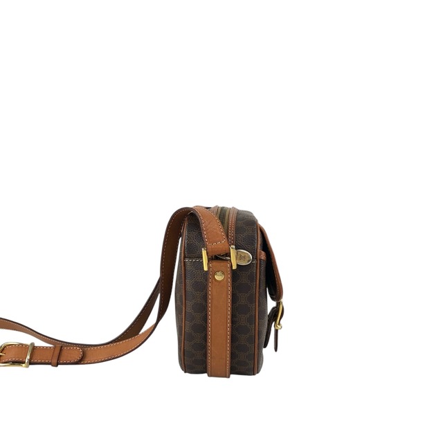CELINE セリーヌ マカダム ショルダーバッグ ブラウン ブラゾン型押し PVC vintage ヴィンテージ オールド aj8afn