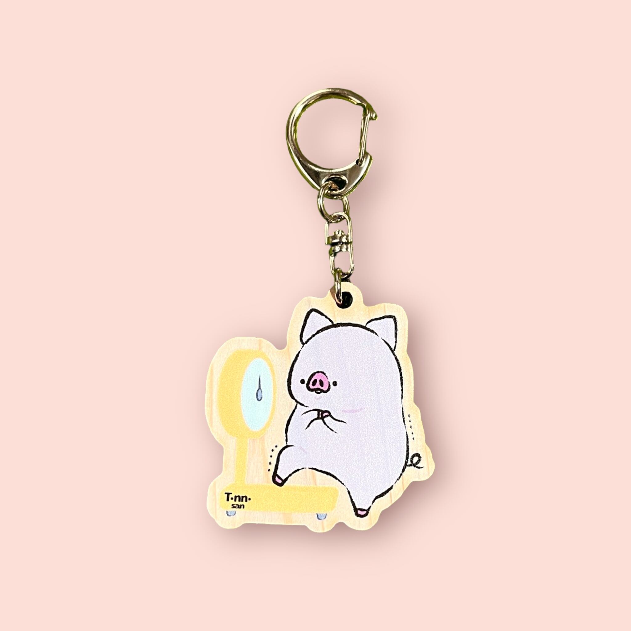 トン野さん 木製キーホルダー(体重計どきどき)