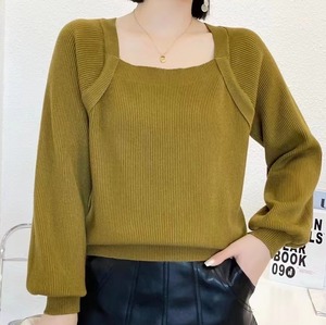 スクエアカット リブニットトップス AJ1080-6289