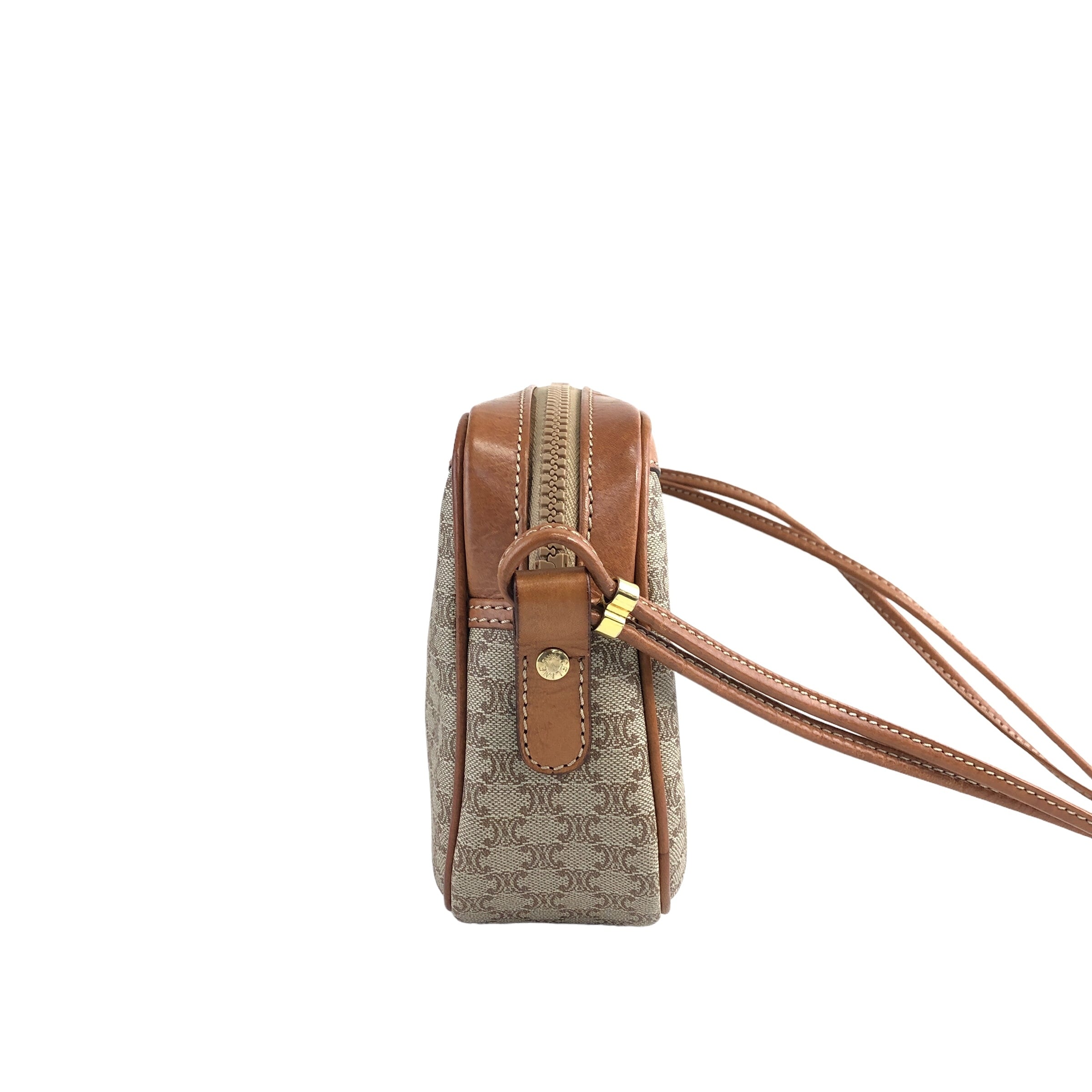 ★CELINE セリーヌ マカダム  ショルダーバッグ ベージュ ブラゾン型押し PVC レザー  hwdc65 CELINE セリーヌ マカダム ショルダーバッグ ベージュ ブラゾン型押し