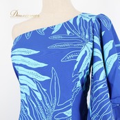 フラダンス 衣装 ALOHA STANDARDS アロハスタンダード ワンピース ドレス ブルー系 青 ラウアエ柄 華やか ワンショルダー 鮮やか フラ ダンス ダンス衣装 イベント ステージ 舞台 ハワイアンプリント アロハ