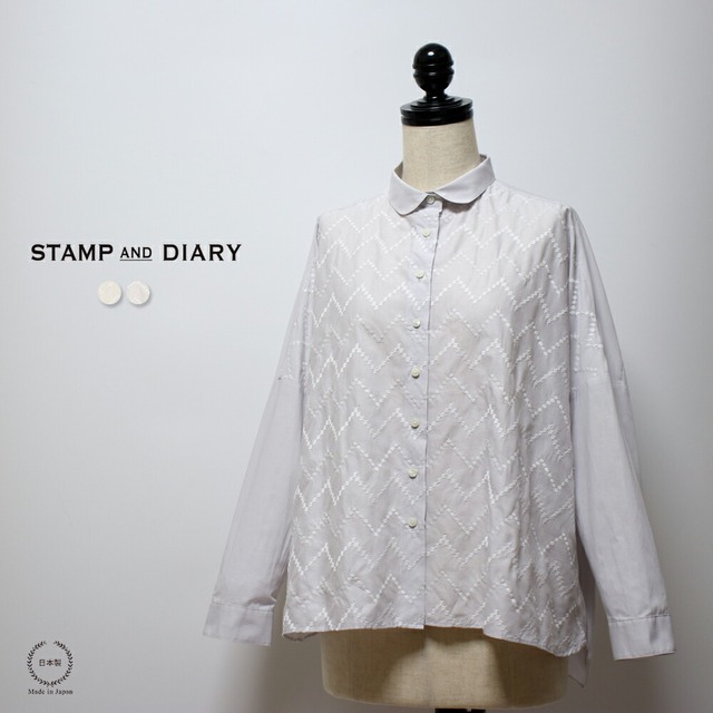 スタンプアンドダイアリー vuori（ ブオリ ）刺繍が施された綿100%生地 ラウンドカラービッグシャツ【 送料無料 日本製 洗える 40代 50代 春 夏 秋 冬 きれいめ おしゃれ カジュアル レディース トップス シャツ STAMP AND DIARY 】