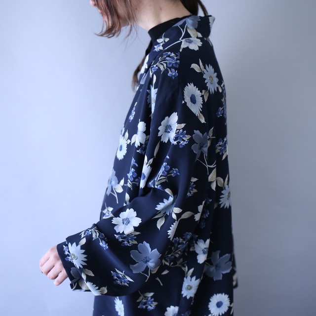 beautiful blue flower pattern over silhouette shirt