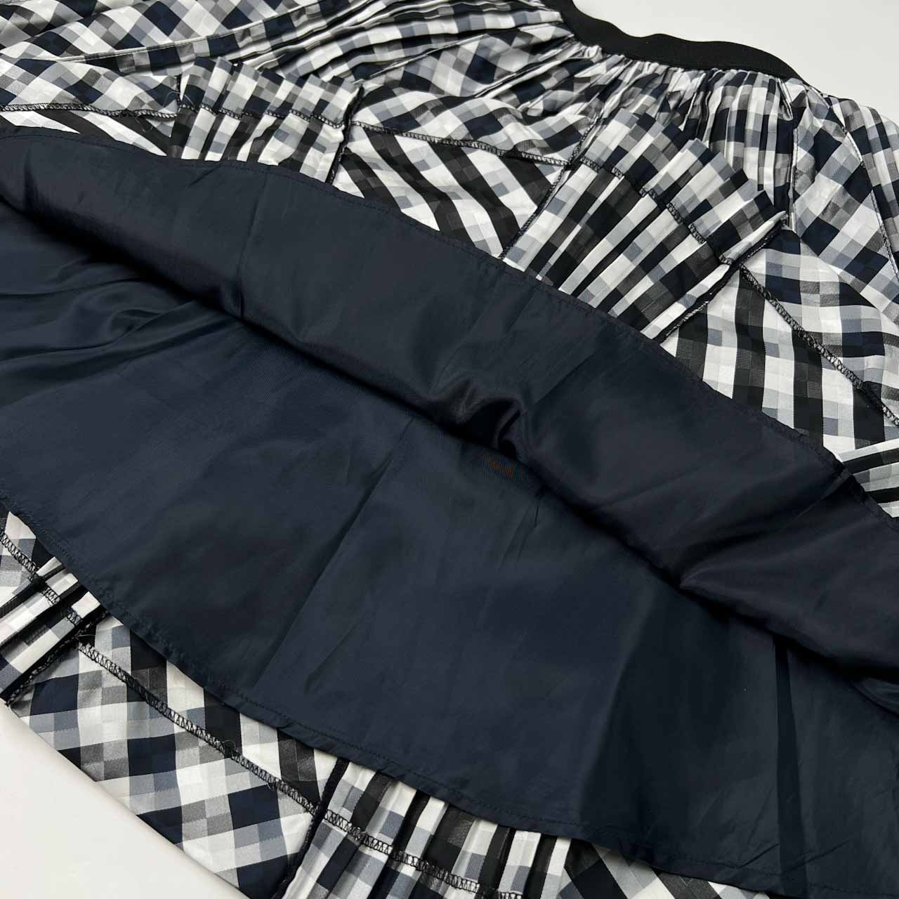 LOIS CRAYON ロイスクレヨン タック プリーツ フレア スカート サイズ M /ホワイトシルバー×ネイビー×ブラック