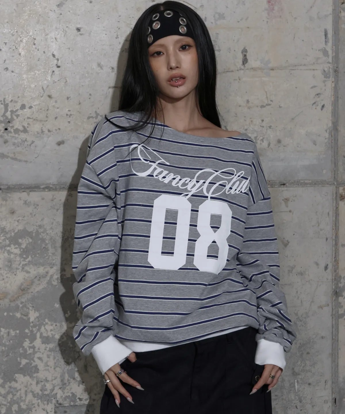 ☆LE SSERAFIM チェウォン 着用！！【FANCY CLUB】Stripe One Shoulder
