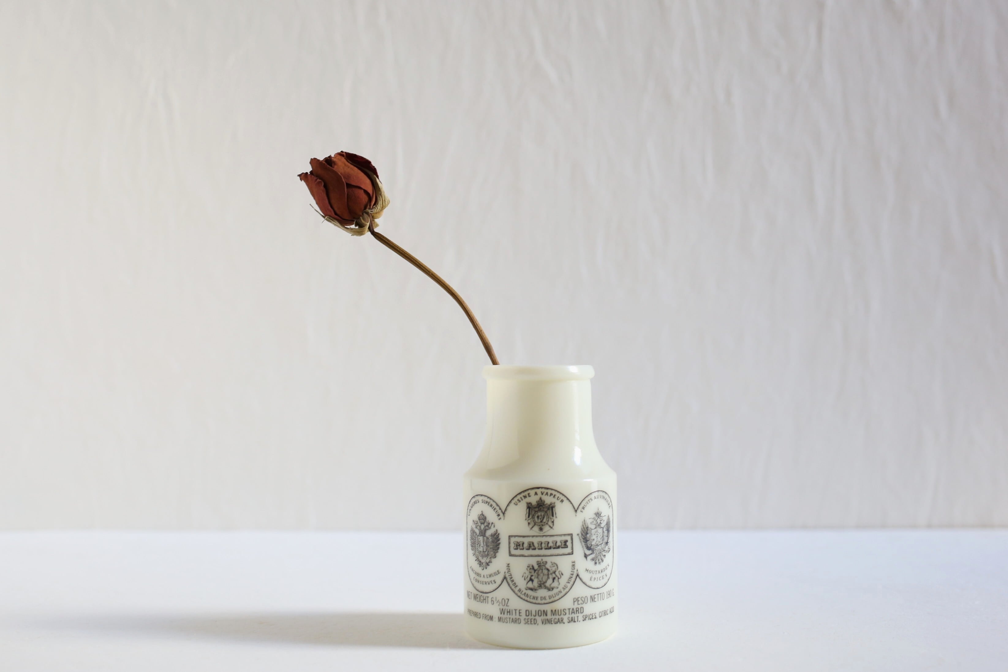 フランス アンティーク ヴィンテージ ミルクガラス製 マスタードポット 『MAILLE』N-06359