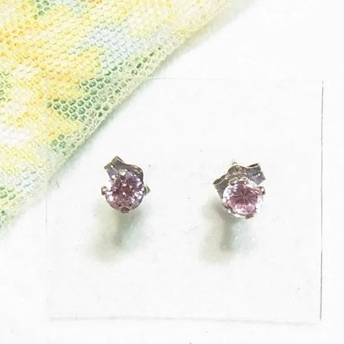 シルバー製ピンクのキュービックジルコニアのピアス アクセサリーのセール通販　11745S