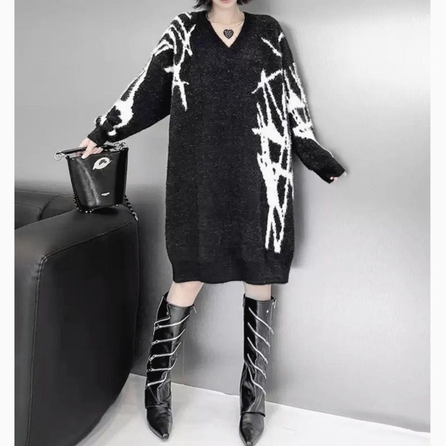 Thorn art knit dress C0731