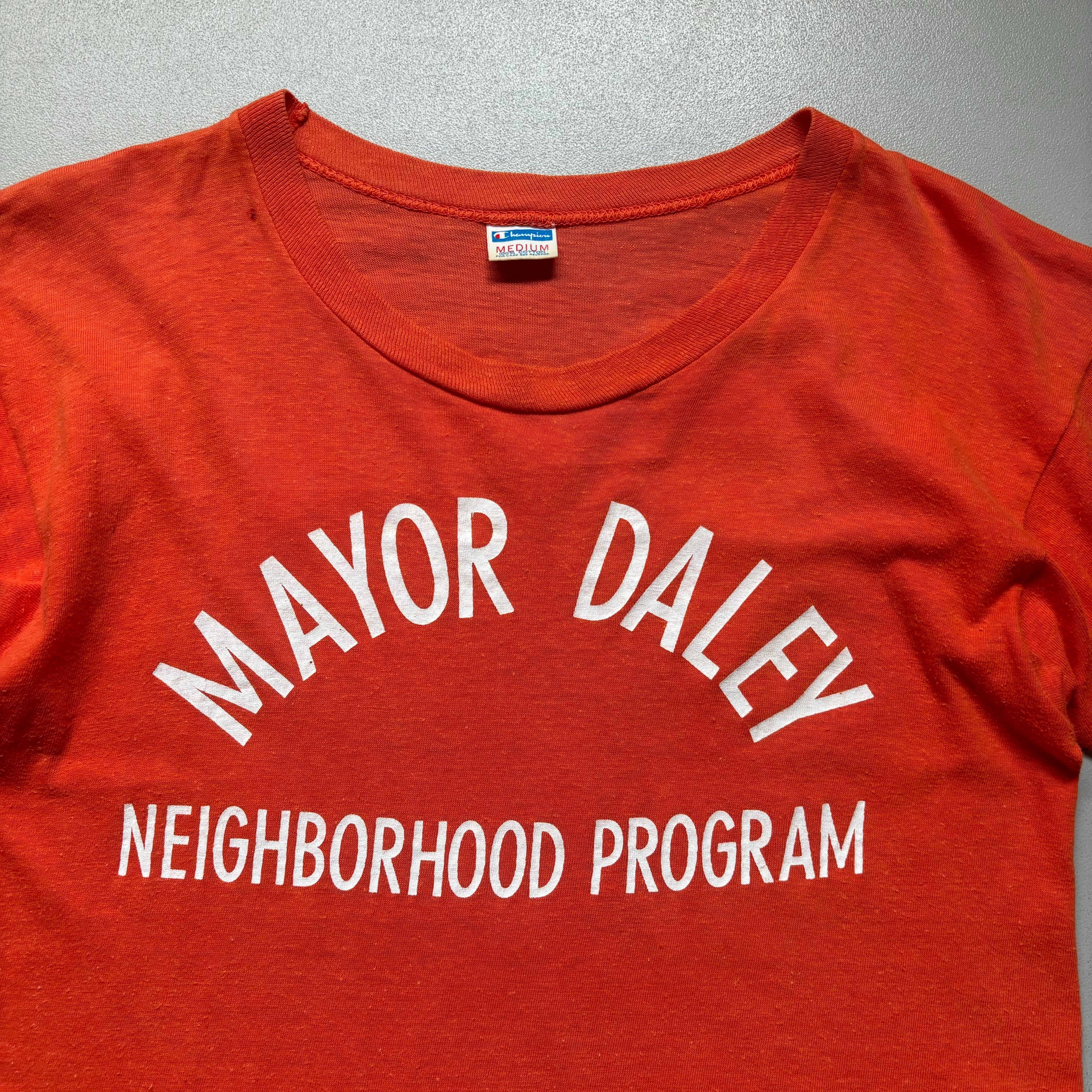 80s champion mayor daley neighborhood program T-shirt “size 80s champion mayor daley neighborhood program T-shirt “size