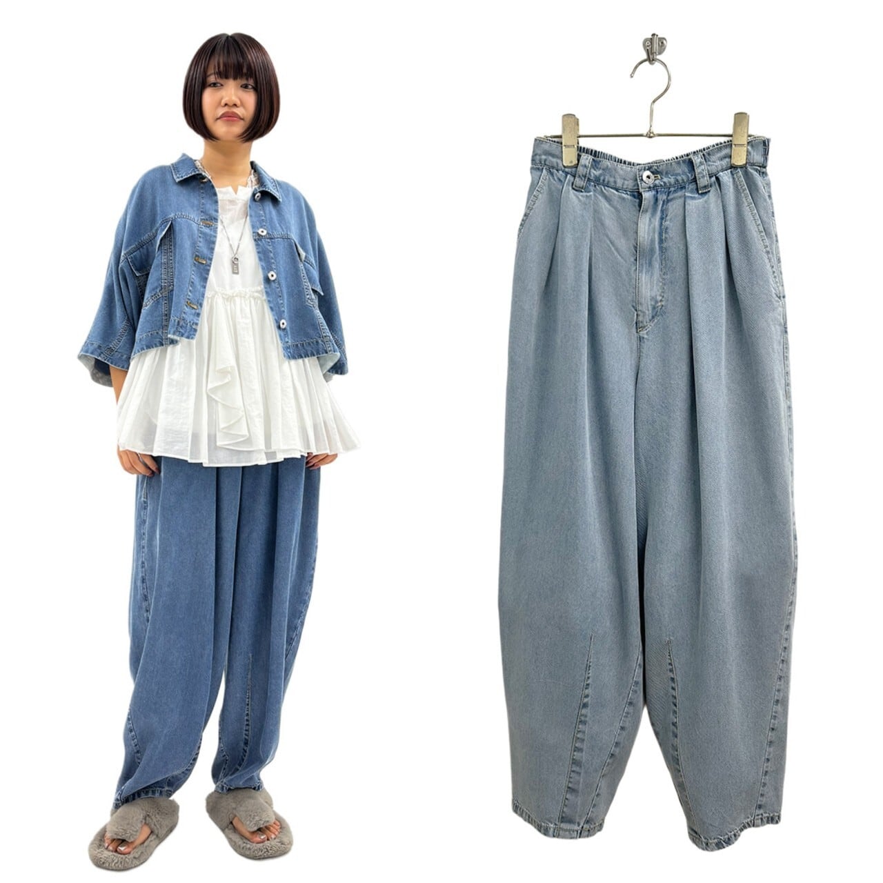SALE【ayane】リネン混デニムワイドパンツ 855704 アヤン | red earth