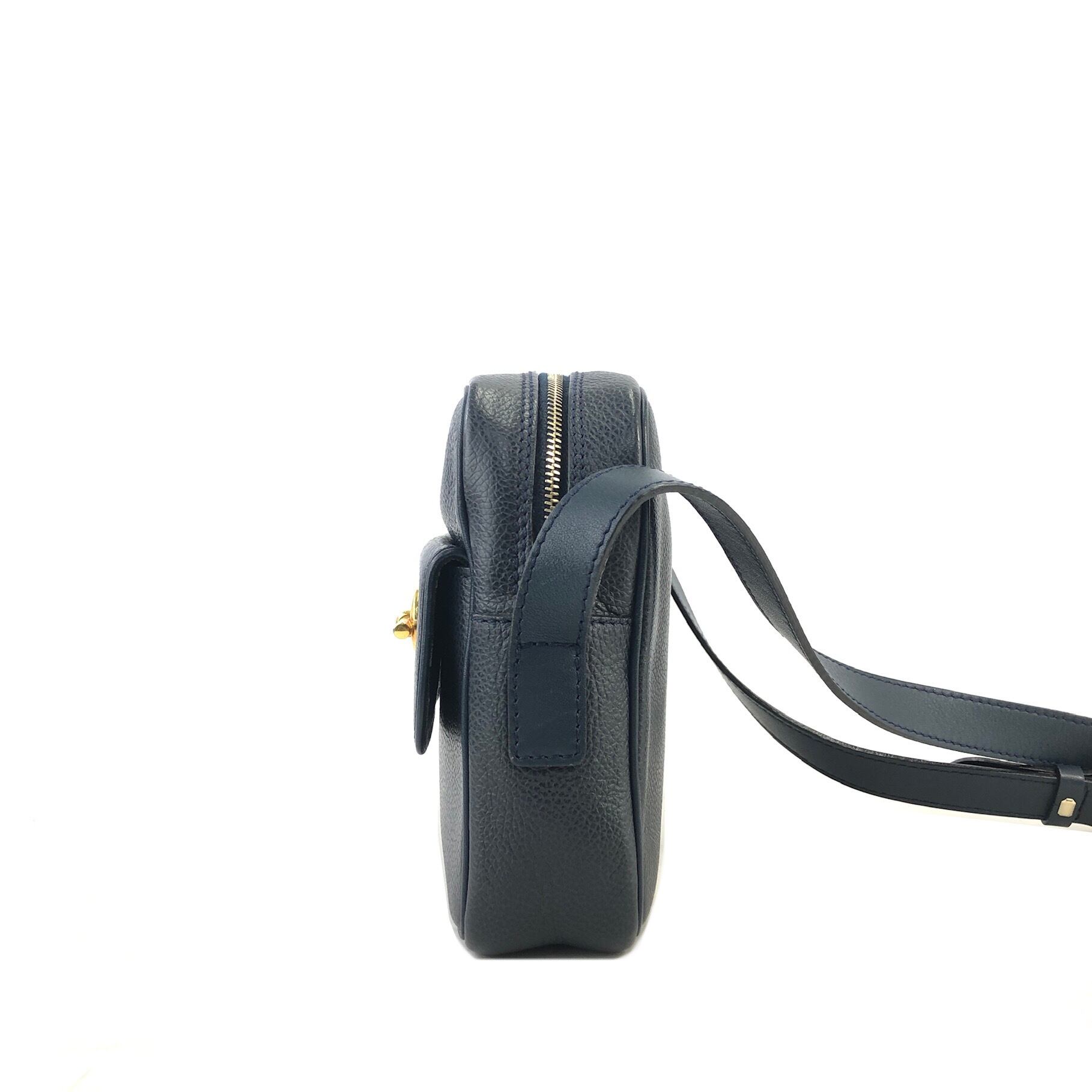 CELINE セリーヌ マンテル レザー ショルダーバッグ ネイビー vintage