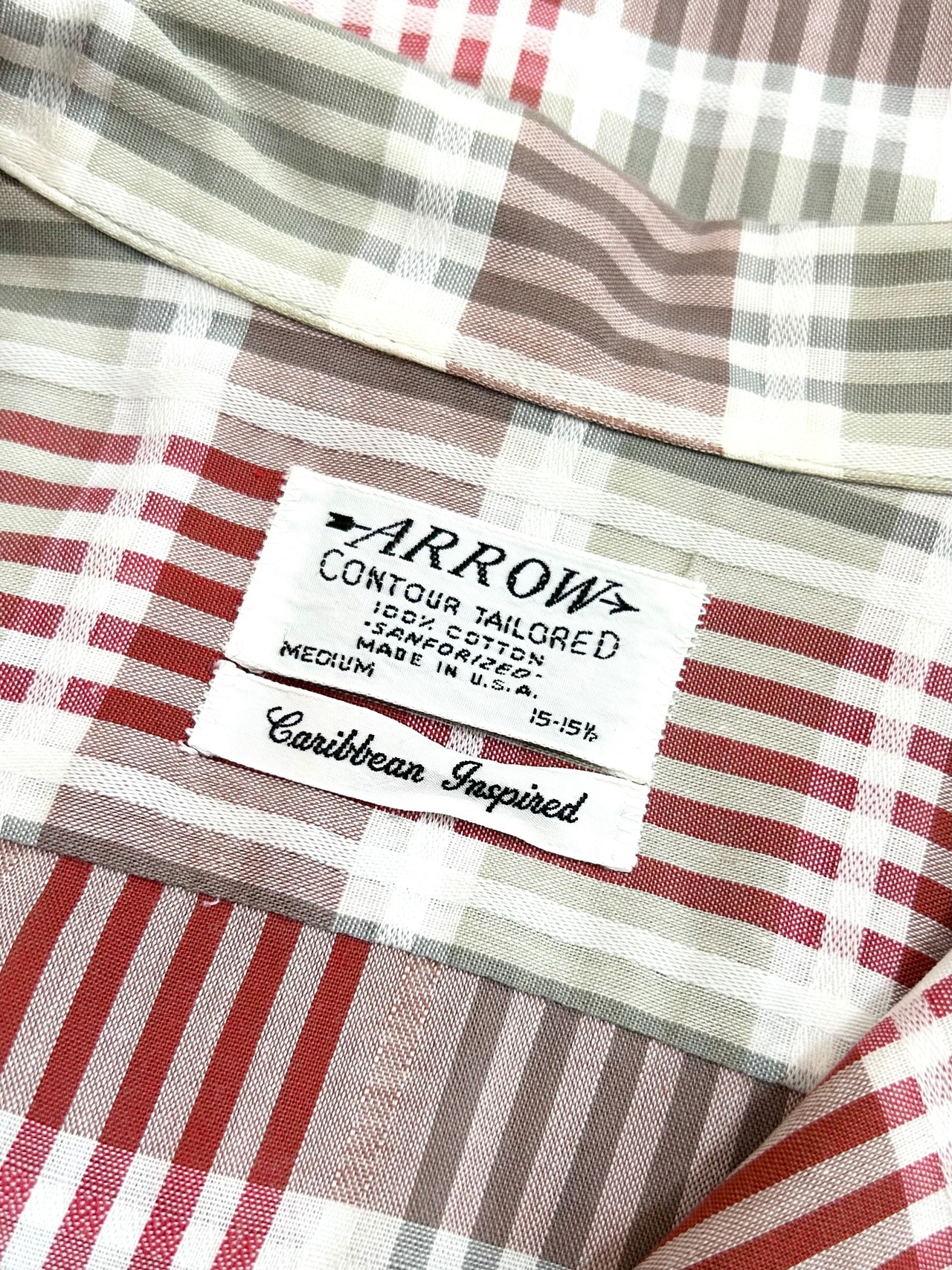 60s ARROW S/S OPEN COLLAR SHIRT MADE IN USA Size M