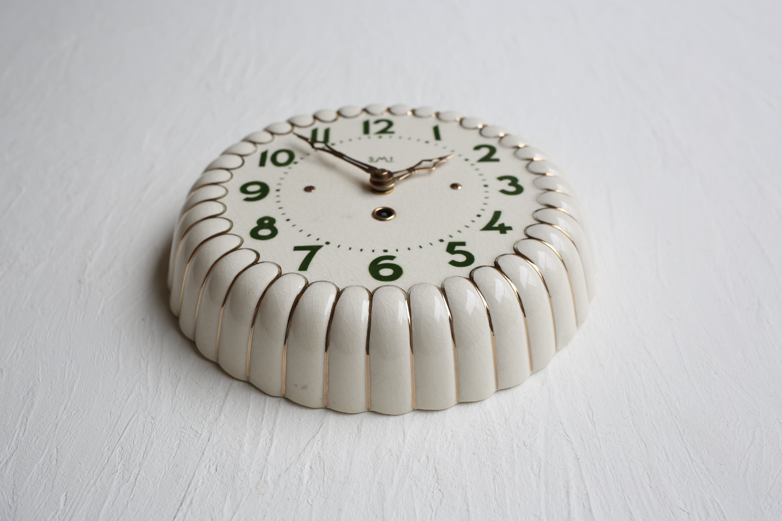 フランス アンティーク ヴィンテージ SMI社 陶器 壁掛け時計 『gâteau