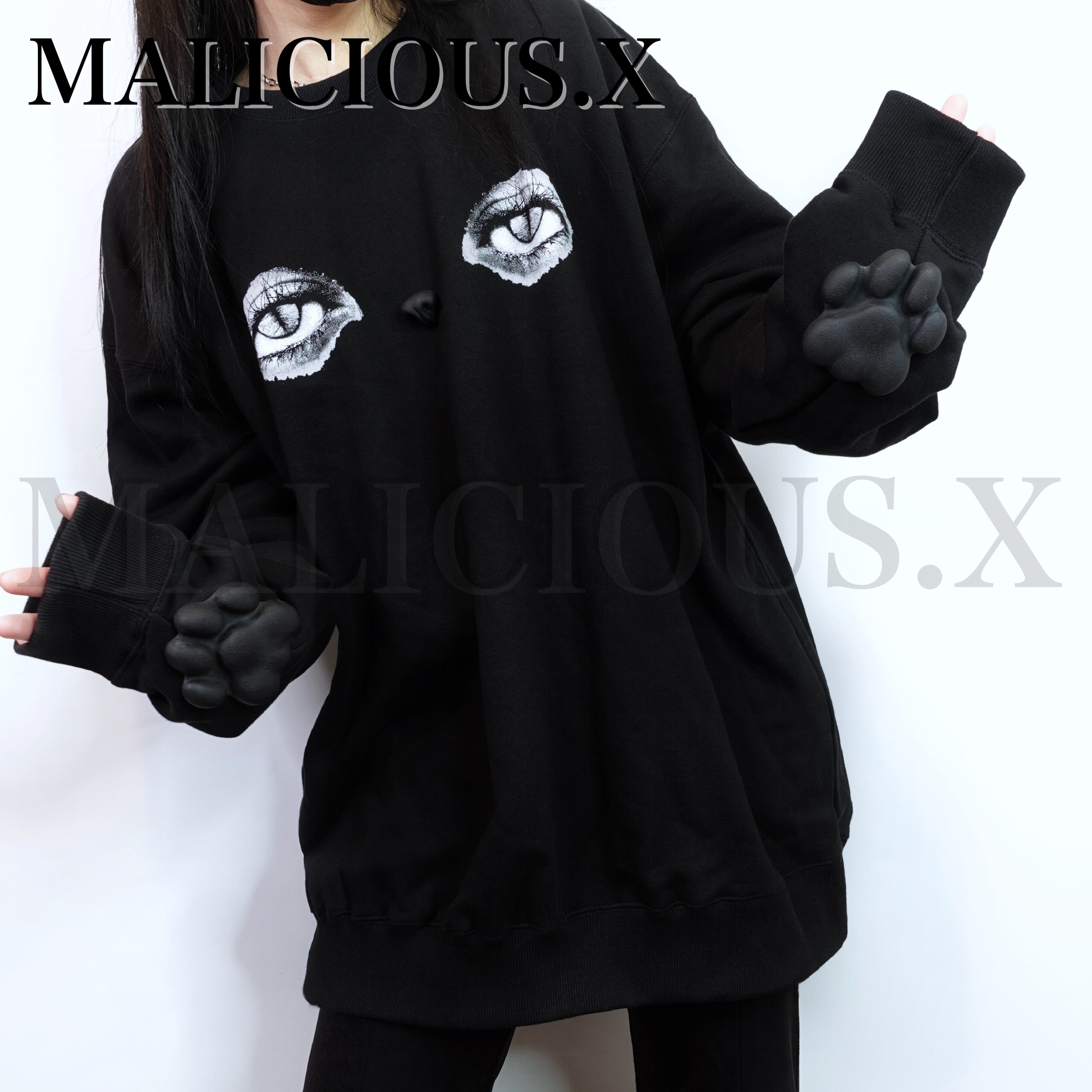 新品未使用MALICIOUS.X Cat sweatshirt/ Black