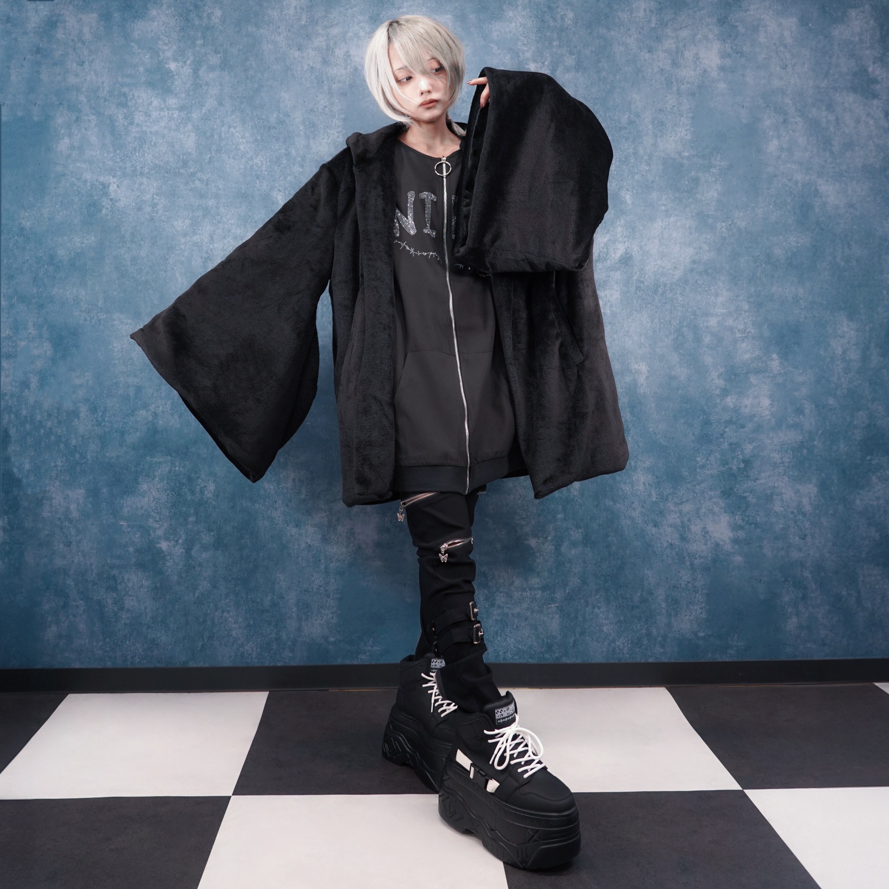 着物袖風ふわもこBLACK OUTER | NIER CLOTHING