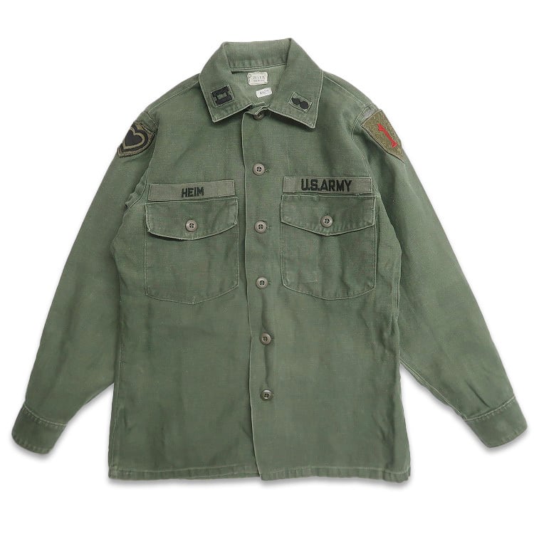 60s 筒袖 OG-107 ベイカーシャツ　ミリタリー ファティーグシャツ 60's U.S.ARMY OG107 サテンシャツ 筒袖1st後期