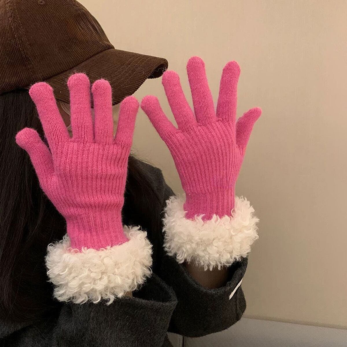 手袋 ボア袖 グローブ スマホ対応 防寒 防風 保温 レディース 秋冬 韓国 おしゃれ 大人 かわいい きれいめ カジュアル 通勤 通学 学生 ホールタッチ 大人可愛い 大人女子