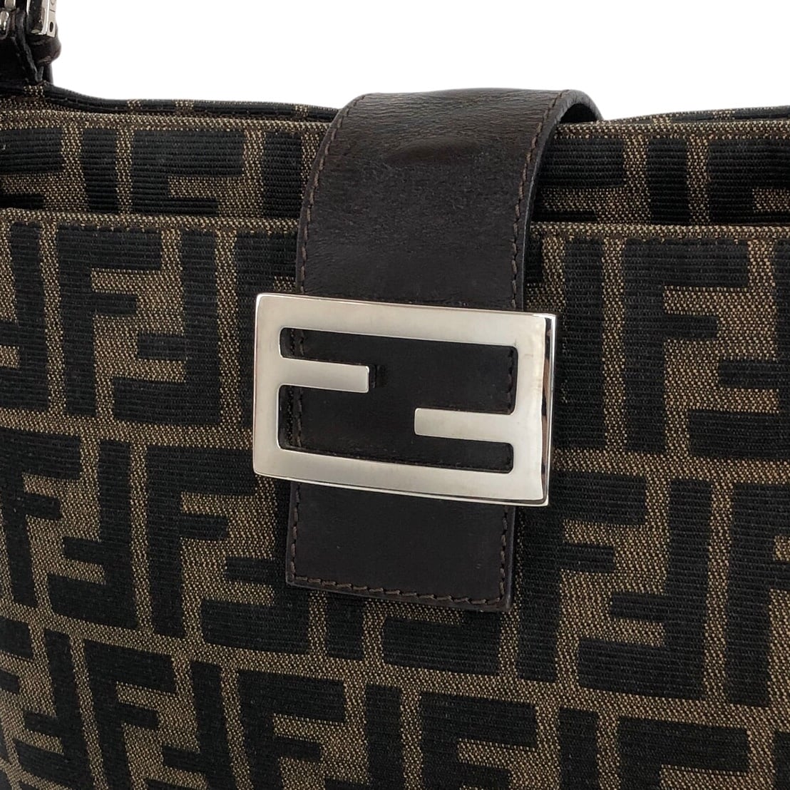 FENDI フェンディ ズッカ トートバッグ ブラウン ジャガード マンマ