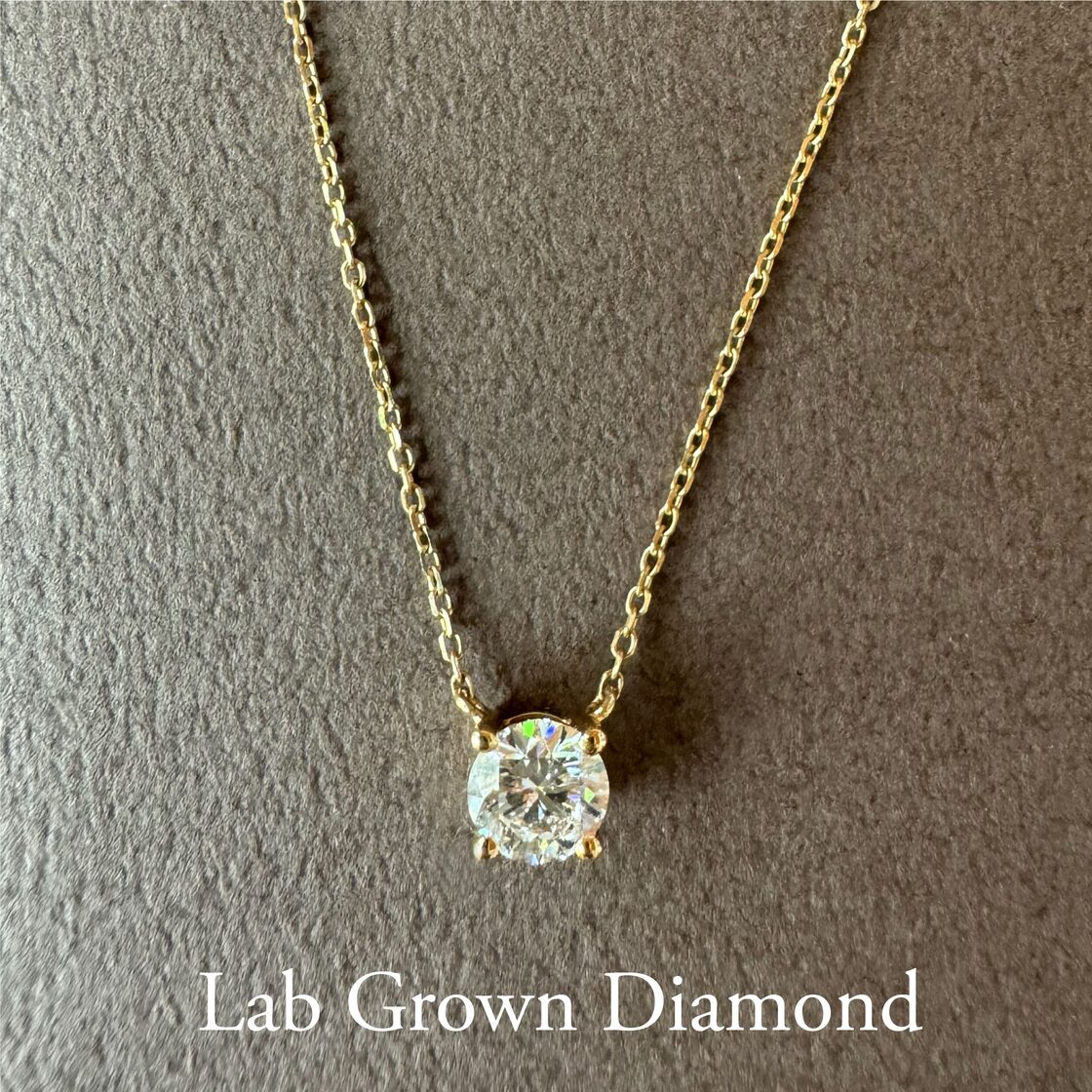 ラボグロウンダイヤモンド 1粒 ソリテール ネックレス 0.5ct/0.7ct/1ct 