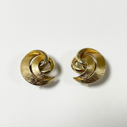Vintage Trifari Gold Tone Modernist Design Earrings