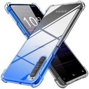 【数量限り】Xperia 5 III ケース クリア 薄型 グラデーション色 ケース 軽量 tpu 耐衝撃 SO-53B SOG05 スマホケース 透明 米軍MIL規格取得 おしゃれ 黄変防止防塵一体型 人気 エクスペリア 5 III 携帯カバー ブルーブラック MDYS-SXJB-04-03
