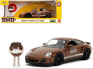 【JADA TOYS 1/24 エムアンドエムズ ブラウン フィギア ＆ ポルシェ 911 ターボ Hollywood Ride M&M’s Brown ミニカー】〚アメリカン雑貨 アメトイ〛