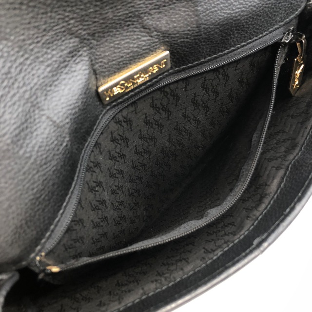 Yves Saint Laurent イヴ・サンローラン YSL ショルダーバッグ ブラック ステッチ レザー vintage ヴィンテージ オールド njbegc