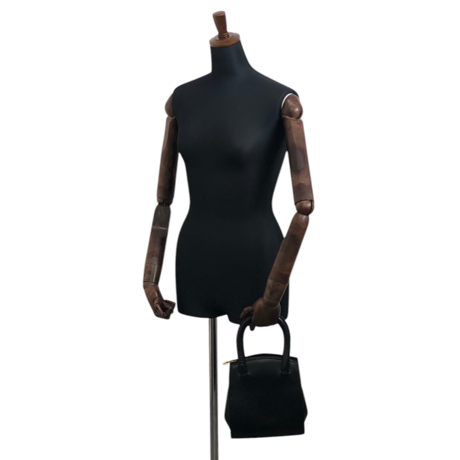 CELINE セリーヌ ハンドバッグ ブラック ロゴ型押し レザー vintage