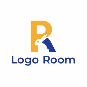 No410 Rとウサギのロゴ【アルファベット、R、うさぎ、シンプル、遊び心、動物、IT、WEB、ネット、テクノロジー、商品、ショップ、アプリ】