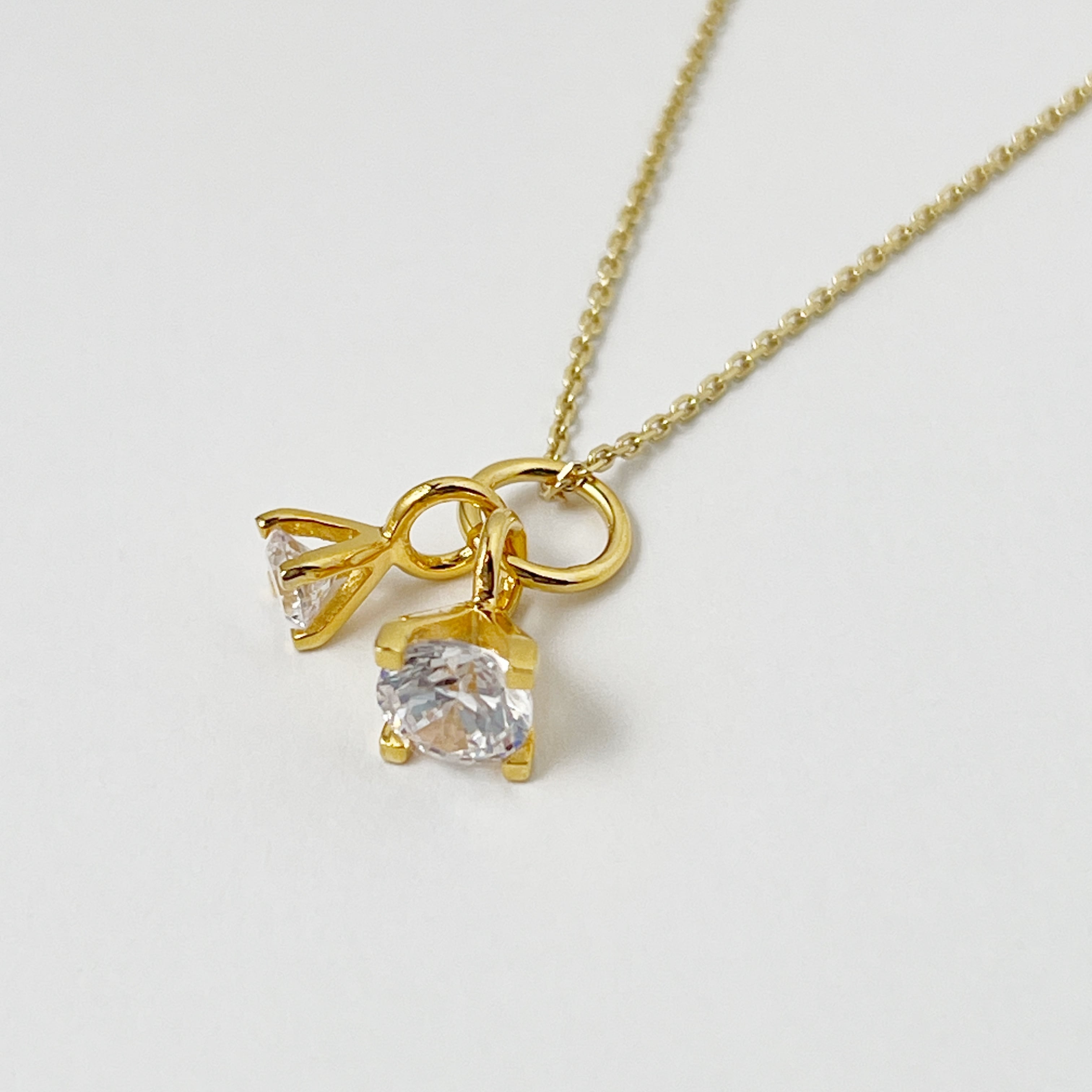 Gold Coating 2粒のジルコニア ネックレス | 【公式通販】鎌倉の