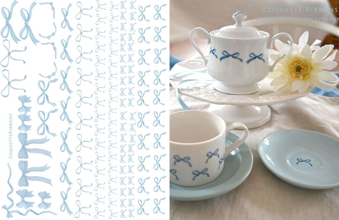白磁用 水彩COQETTE RIBBONS コケットリボンブルー A4サイズ