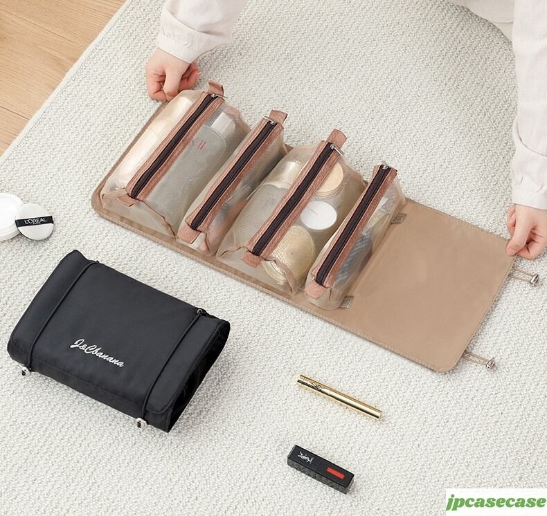 巻き型コスメポーチ メイクボックス 大容量 多機能 仕切り 7色