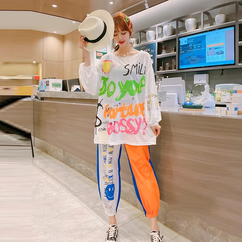 スプリングサマートップス ルーズスタイルカジュアルパンツ 大きめサイズ 春物 夏物 ミックスインファッション3105824792