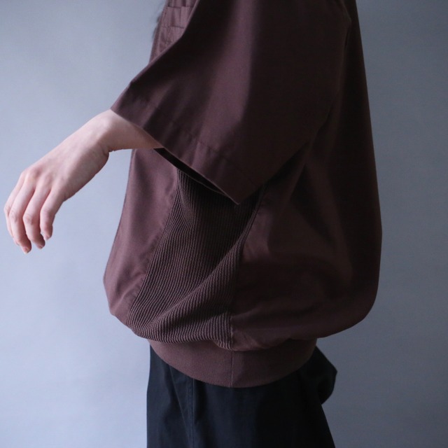 different material pattern over silhouette h/s pullover