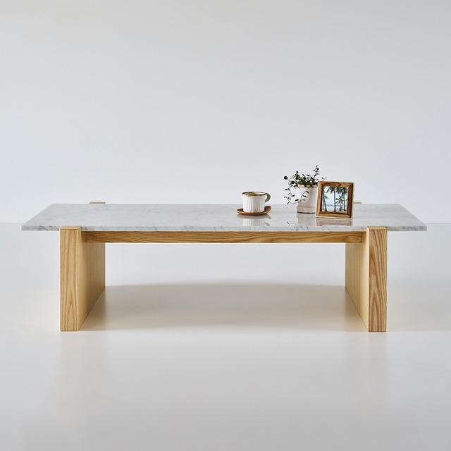 コーヒーテーブル・リビングテーブル UB-07｜天然大理石天板 白ビアンコカラーラ 幅1400