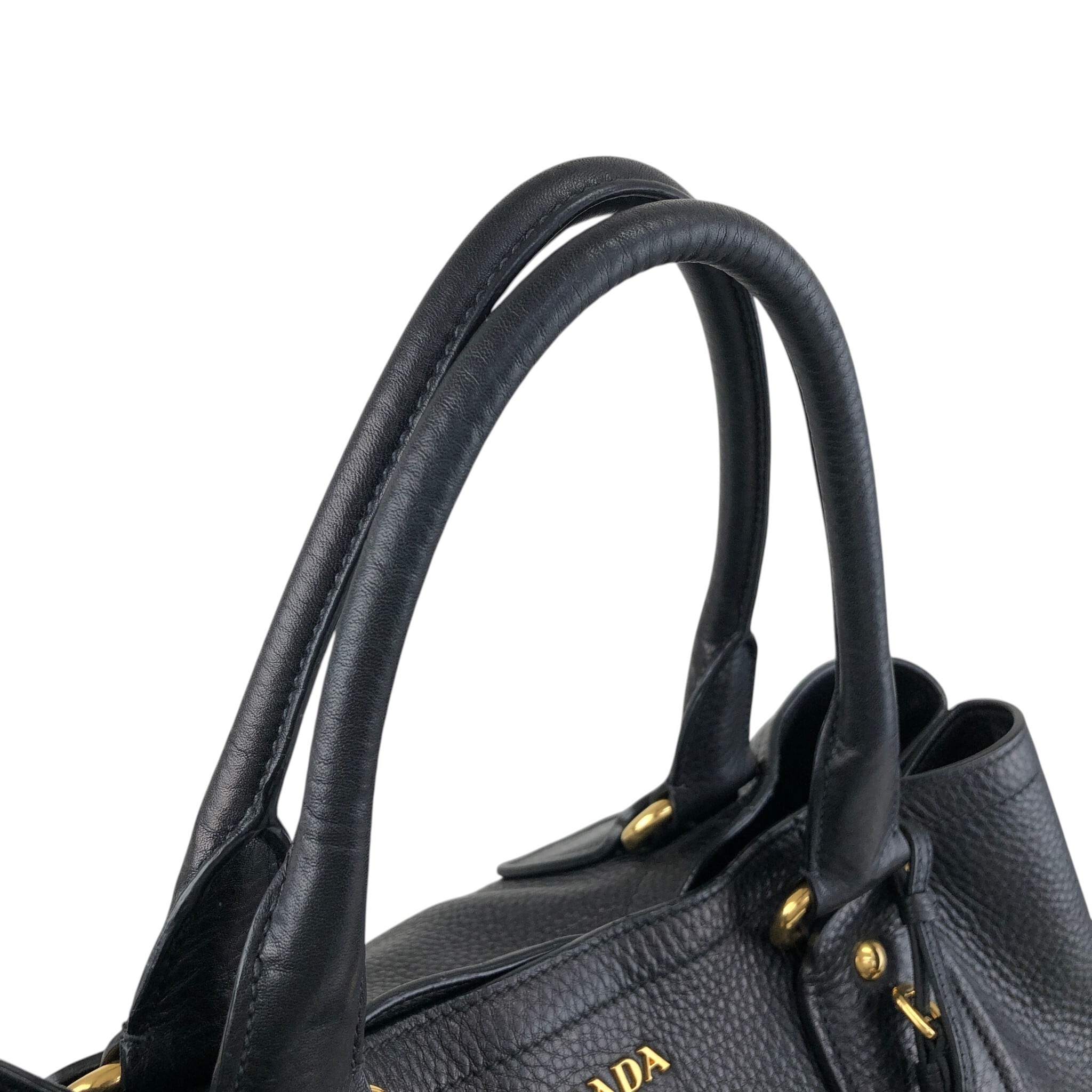 PRADA プラダ ショルダーバッグ ブラック ロゴ レザー 2way vintage