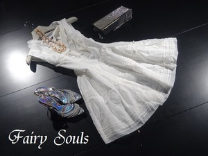 ★11号(L)★胸元リボン白のフレアワンピース(OPN5207)