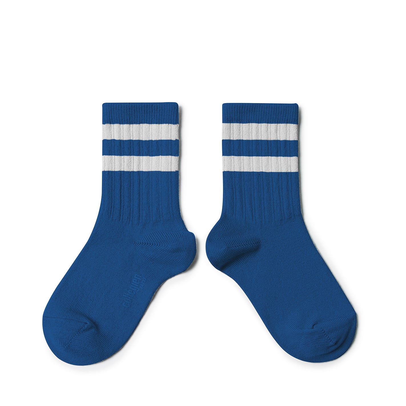【collegien】Nico - Ribbed Varsity Crew Socks - Bleu Saphir