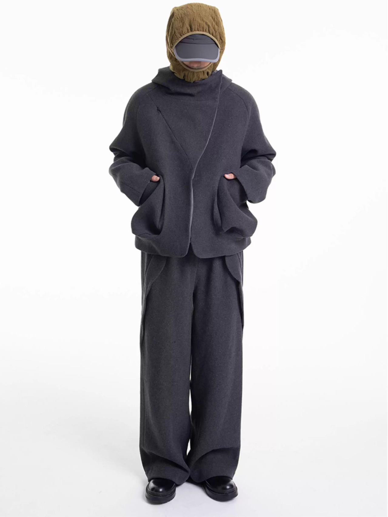 UNDERMINE Wool Blend Leaf Pocket Trousers