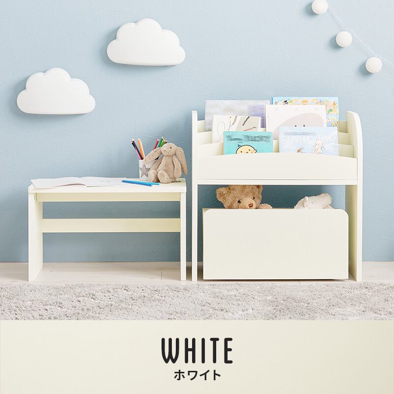 【組立式】絵本ラック 3点セット ラック ワゴン ミニデスク オープンタイプ インテリア 3色展開 幅63cm