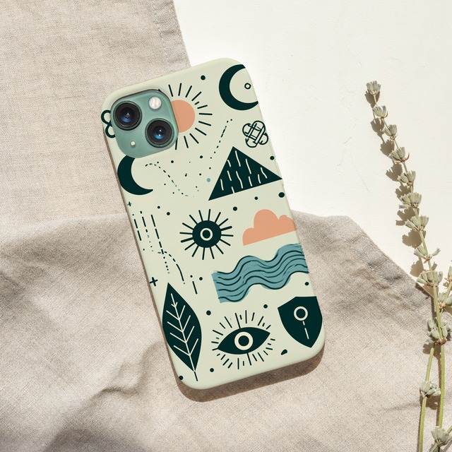 受注生産 iPhoneケース 目と波のミント色タリスマン｜魔除けアート TALM050C