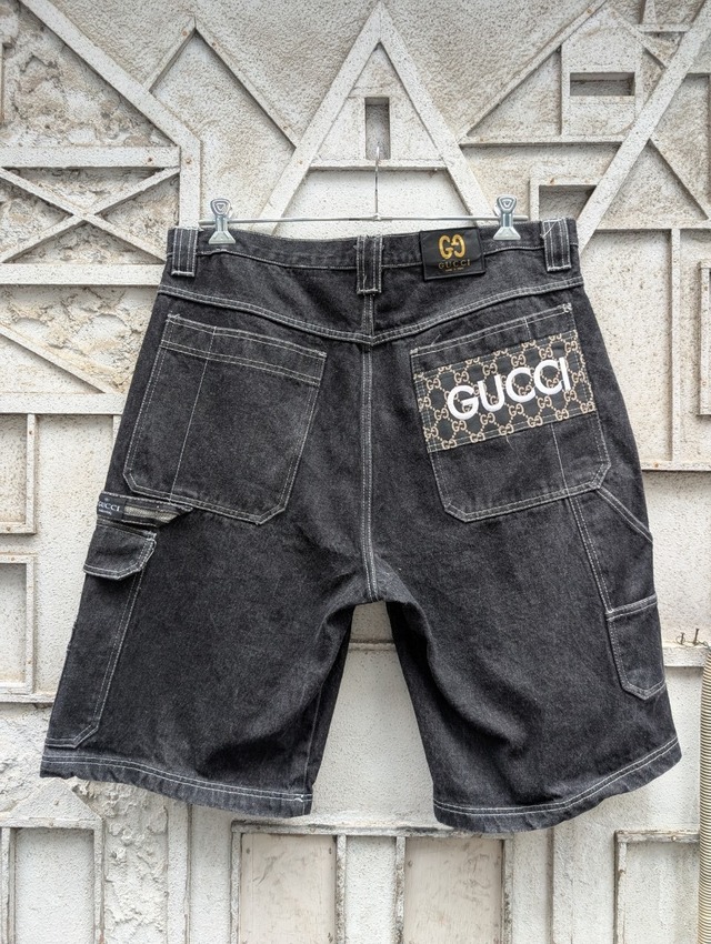 "GUCCI BOOTLEG" black denim shorts / made in ITALY