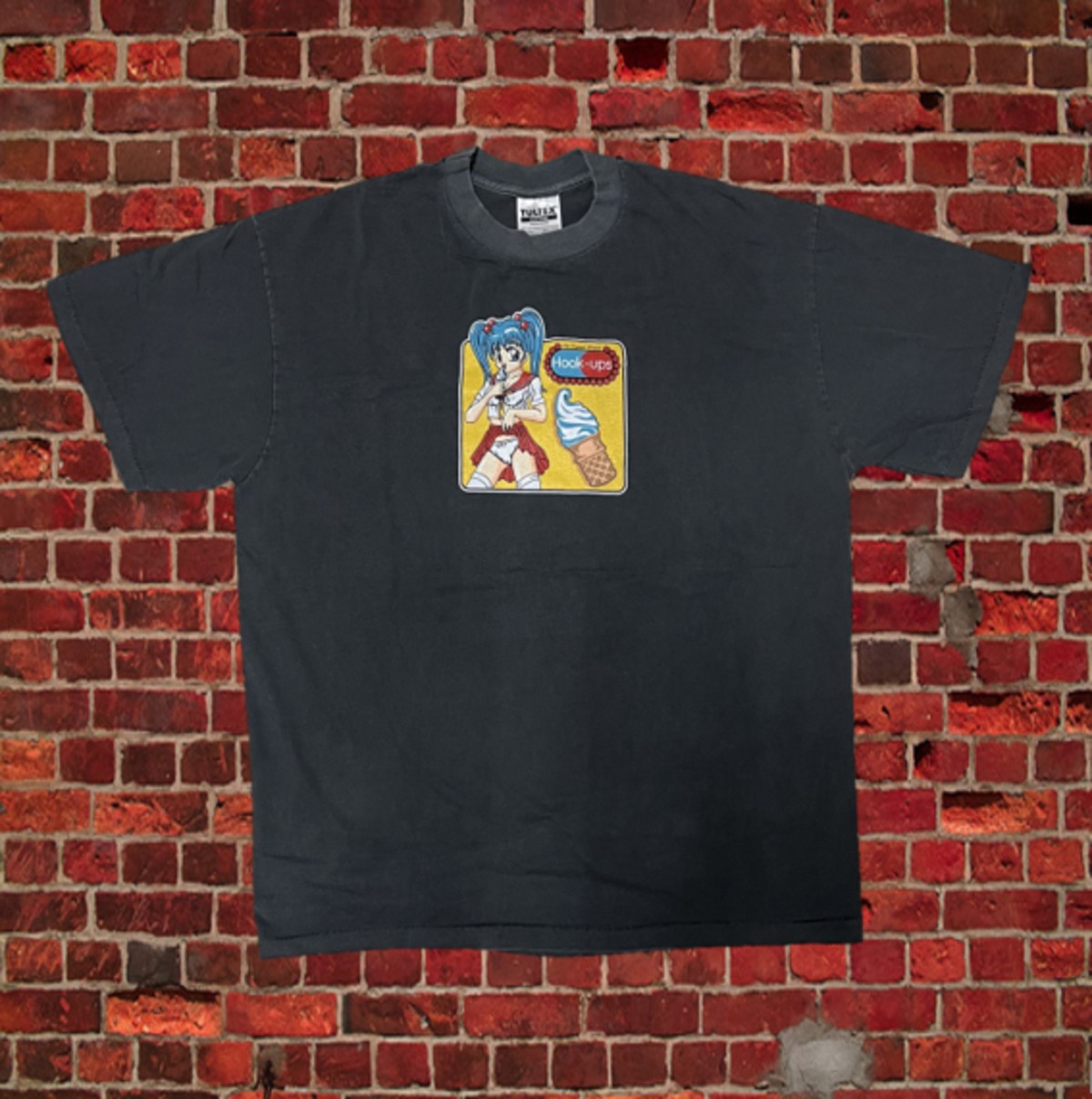 Hook-Ups フックアップス Tシャツ 半袖 黒 ブラック XL アニメT