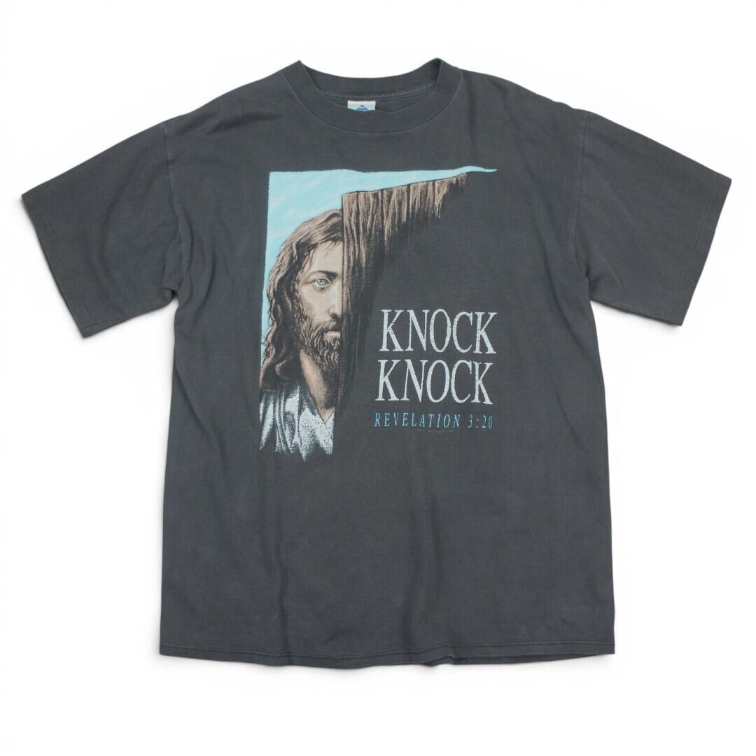 古着 90s USA製 H.L. MILLER JESUS KNOCK KNOCK T-shirt Black Tシャツ